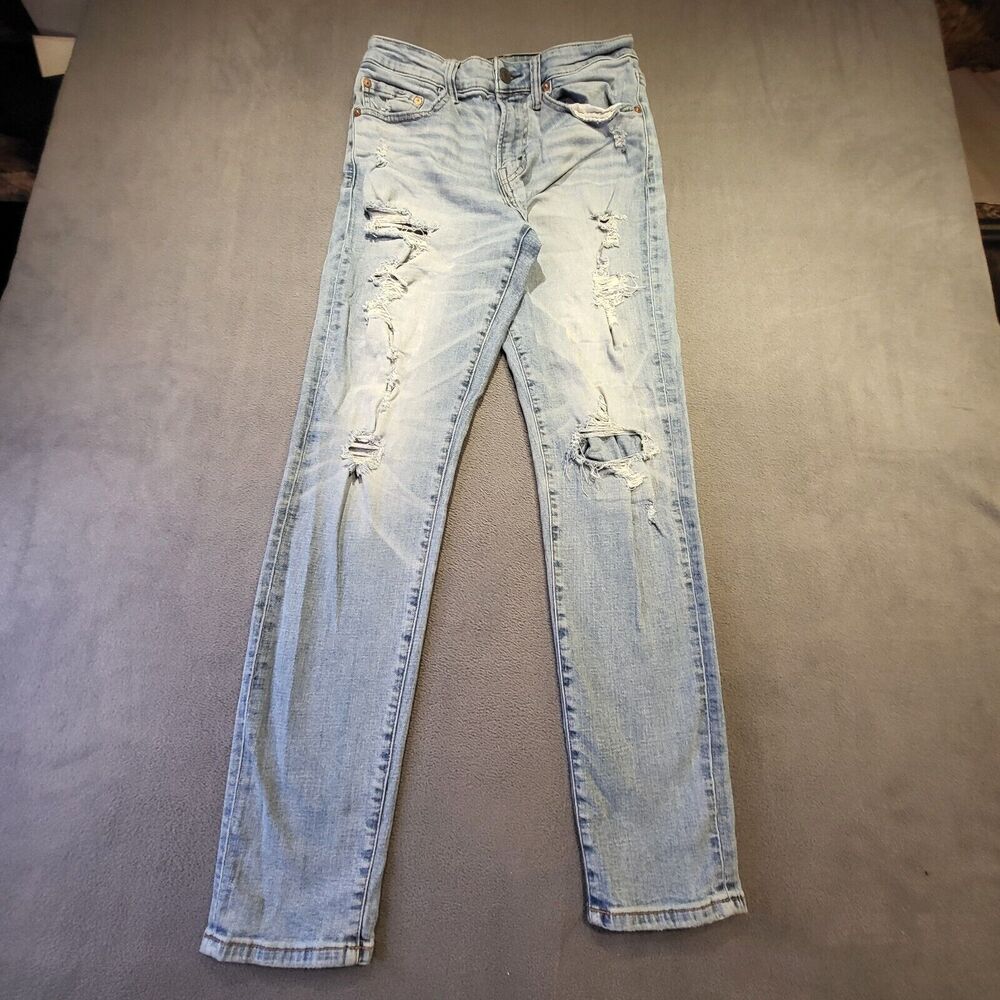 American Eagle Mens 28x31 Athletic Straight Air‎ Flex Distressed Denim Jeans